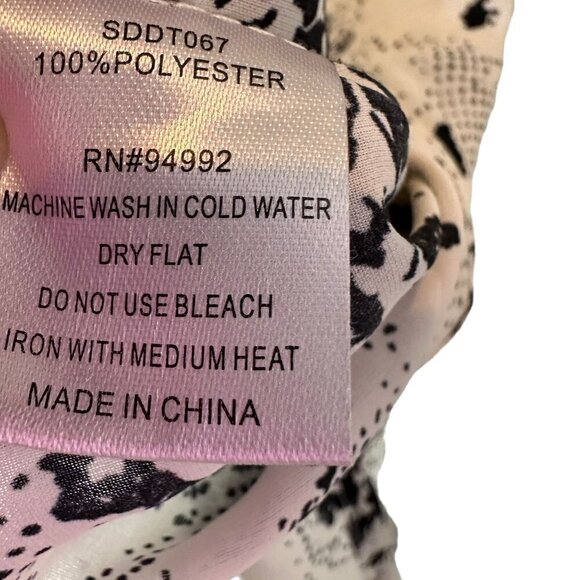 P Luca Milano Blouse Women Size Small Top Animal Print Blouse Black White HI Low - Picture 6 of 13